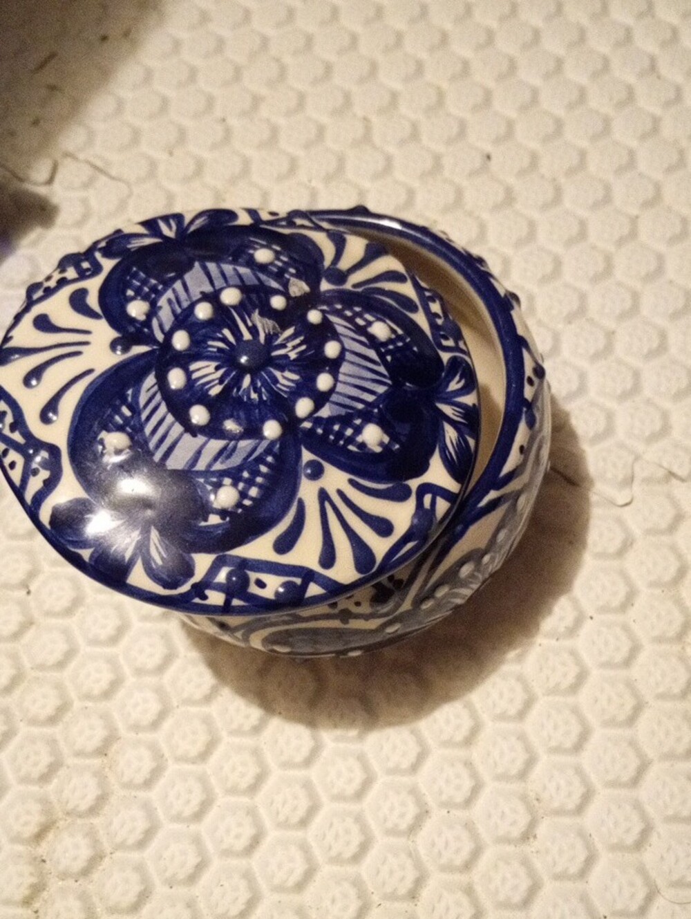 Avon Cobalt Blue Glass Cruet with Gold Floral Accent - Picture 5 of 7